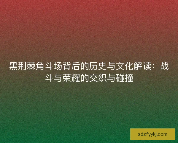 黑荆棘角斗场背后的历史与文化解读：战斗与荣耀的交织与碰撞