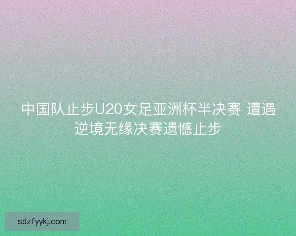 中国队止步U20女足亚洲杯半决赛 遭遇逆境无缘决赛遗憾止步