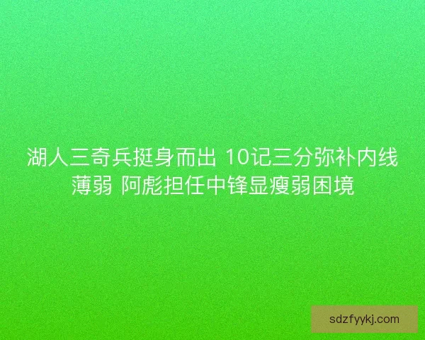 湖人三奇兵挺身而出 10记三分弥补内线薄弱 阿彪担任中锋显瘦弱困境