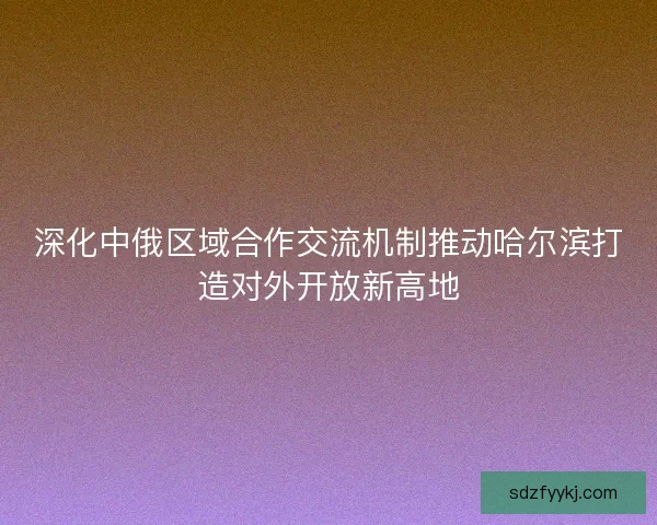 深化中俄区域合作交流机制推动哈尔滨打造对外开放新高地 深化中俄区域合作交流机制推动哈尔滨打造对外开放新高地